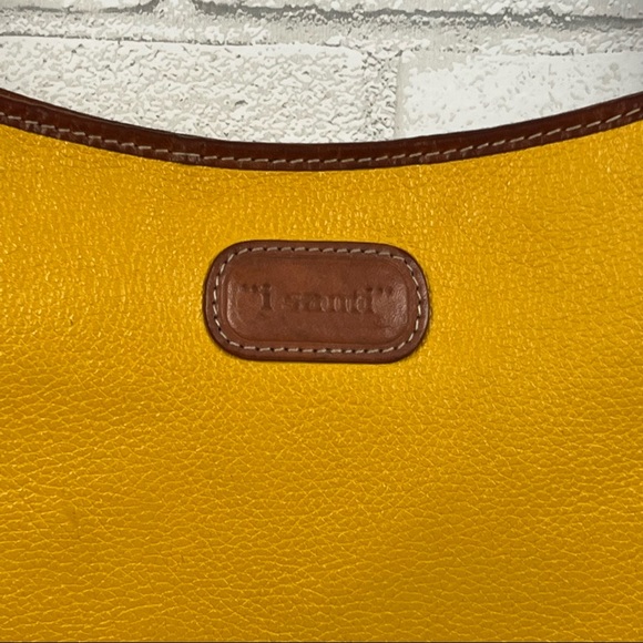 i santi Italian Pebbled Leather Yellow Shoulder Bag, Women's - Picture 6 of 9